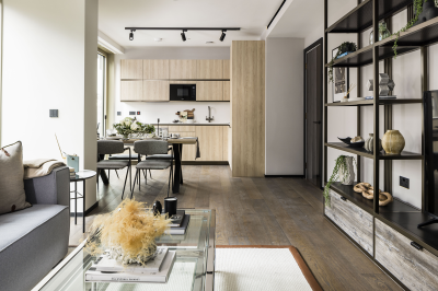 Open-plan living, dining and kitchen at The Stage ©Galliard Homes Open-plan living, dining and kitchen at The Stage ©Galliard Homes