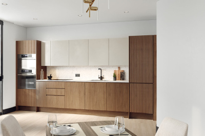 Kitchen area at an Arena Quayside duplex apartment, computer generated image for illustrative use only, ©Galliard Homes. Kitchen area at an Arena Quayside duplex apartment, computer generated image for illustrative use only, ©Galliard Homes.