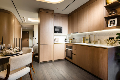 Kitchen and dining area at a TCRW SOHO show apartment ©Galliard Homes. Kitchen and dining area at a TCRW SOHO show apartment ©Galliard Homes.