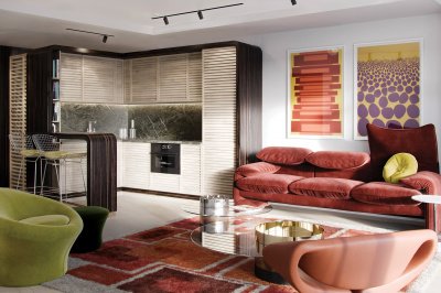 Kitchen area at an Arena Tower apartment, ©Galliard Homes. Kitchen area at an Arena Tower apartment, ©Galliard Homes.