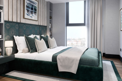 Bedroom at Tower Bridge Road; computer generated image intended for illustrative purposes only, ©Acorn Property Group. Bedroom at Tower Bridge Road; computer generated image intended for illustrative purposes only, ©Acorn Property Group.