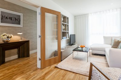 Living area at a Galliard Homes show apartment, ©Galliard Homes. Living area at a Galliard Homes show apartment, ©Galliard Homes.