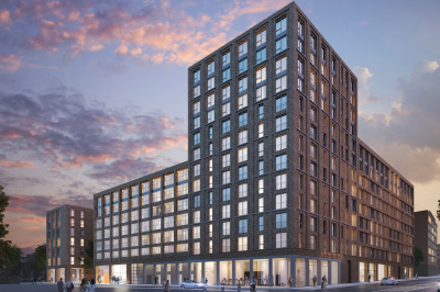 Timber Yard exterior and public realm retail units, computer generated image intended for illustrative purposes only, ©Galliard Homes. Timber Yard exterior and public realm retail units, computer generated image intended for illustrative purposes only, ©Galliard Homes.