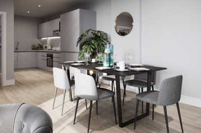 Dining area at a Galliard Homes show apartment, ©Galliard Homes. Dining area at a Galliard Homes show apartment, ©Galliard Homes.