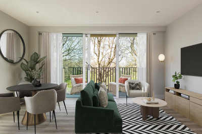 Living and dining area in a Park Avenue Place apartment, computer generated image intended for illustrative use only, ©Galliard Homes. Living and dining area in a Park Avenue Place apartment, computer generated image intended for illustrative use only, ©Galliard Homes.