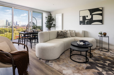 Open-plan living area at Neptune Wharf ©Galliard Homes. Open-plan living area at Neptune Wharf ©Galliard Homes.
