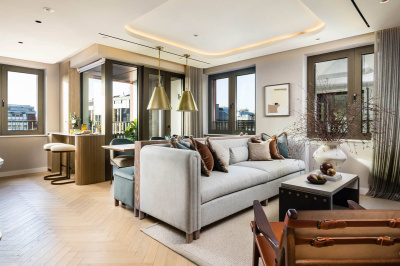 Living and dining area at this TCRW SOHO penthouse ©Galliard Homes.
