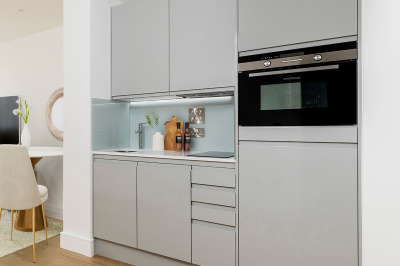 Kitchen area at a Timber Yard apartment, ©Galliard Homes. Kitchen area at a Timber Yard apartment, ©Galliard Homes.