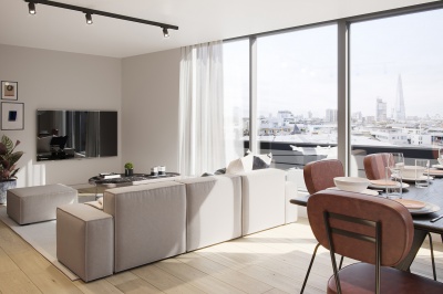 Open-plan kitchen, living and dining area at Newham’s Yard at Tower Bridge Road; computer generated image intended for illustrative purposes only, ©Acorn Property Group. Open-plan kitchen, living and dining area at Newham’s Yard at Tower Bridge Road; computer generated image intended for illustrative purposes only, ©Acorn Property Group.