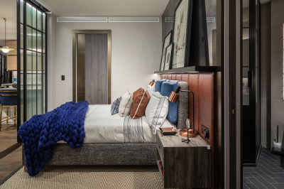 Bedroom at The Stage; image intended for illustrative purposes only, ©Galliard Homes. Bedroom at The Stage; image intended for illustrative purposes only, ©Galliard Homes.