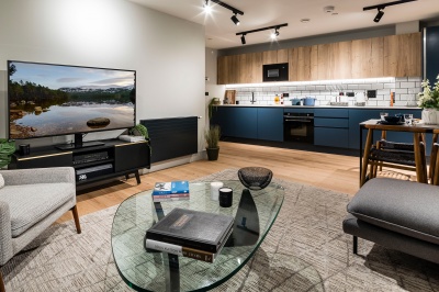 Open-plan living and dining area at Newham’s Yard at Tower Bridge Road; ©Acorn Property Group. Open-plan living and dining area at Newham’s Yard at Tower Bridge Road; ©Acorn Property Group.
