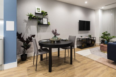 Living area at a Westgate House apartment, ©Galliard Homes. Living area at a Westgate House apartment, ©Galliard Homes.