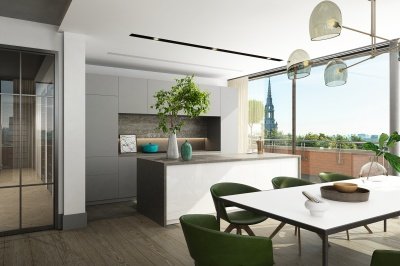 Kitchen area at Islington Square, ©Galliard Homes. Kitchen area at Islington Square, ©Galliard Homes.