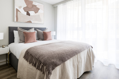 Duplex bedroom at Neptune Wharf ©Galliard Homes.