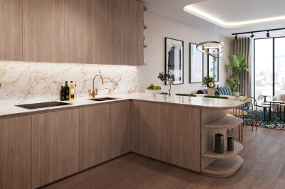 Kitchen area at TCRW SOHO; image intended for illustrative purposes only, ©Galliard Homes. Kitchen area at TCRW SOHO; image intended for illustrative purposes only, ©Galliard Homes.