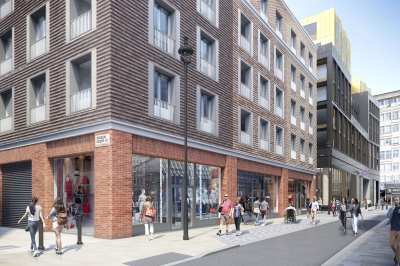 TCRW SOHO exterior; computer generated image intended for illustrative purposes only, ©Galliard Homes. TCRW SOHO exterior; computer generated image intended for illustrative purposes only, ©Galliard Homes.