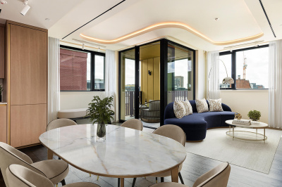Open-plan living area at a TCRW SOHO apartment, computer generated image intended for illustrative use only, ©Galliard Homes. Open-plan living area at a TCRW SOHO apartment, computer generated image intended for illustrative use only, ©Galliard Homes.