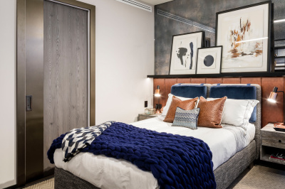 Bedroom at The Stage; image intended for illustrative purposes only, ©Galliard Homes. Bedroom at The Stage; image intended for illustrative purposes only, ©Galliard Homes.