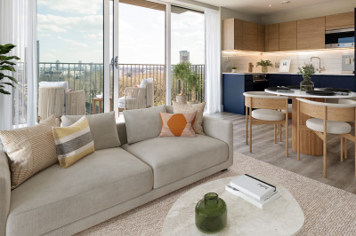Open-plan living area at Neptune Wharf ©Galliard Homes.