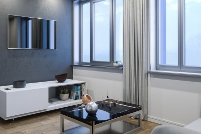 Living area at a Craneshaw House apartment, ©Galliard Homes. Living area at a Craneshaw House apartment, ©Galliard Homes.