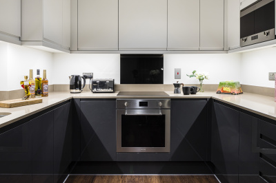 Kitchen area at a Citypark Living apartment, ©Galliard Homes. Kitchen area at a Citypark Living apartment, ©Galliard Homes.