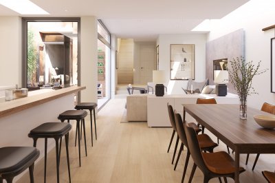Kitchen, dining and living area at Islington Square, ©Galliard Homes. Kitchen, dining and living area at Islington Square, ©Galliard Homes.