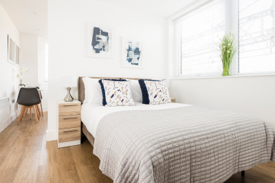Bedroom area at a Galliard Homes studio apartment, ©Galliard Homes. Bedroom area at a Galliard Homes studio apartment, ©Galliard Homes.