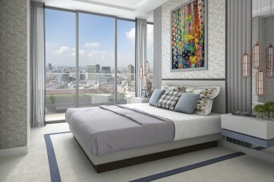 Bedroom at The Stage, computer generated image intended for illustrative purposes only, ©Galliard Homes. Bedroom at The Stage, computer generated image intended for illustrative purposes only, ©Galliard Homes.