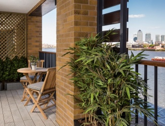 Balconies – Thinking Outside the Box Balcony overlooking the Docklands at Galliard Homes development, Wapping Riverside