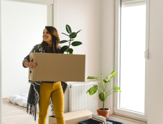 A first-time buyer moving into their new home.