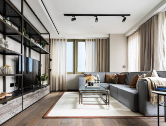 A furnished living area at a show apartment at The Stage.